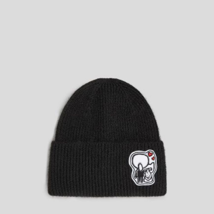 Снимка на KARL LAGERFELD ДАМСКА ШАПКА IKON FURRY PATCH BEANIE BLACK