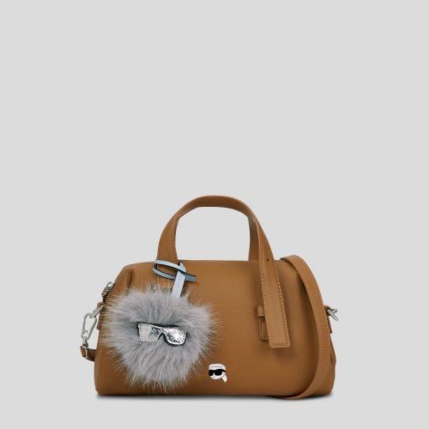 Picture of KARL LAGERFELD WOMEN'S IKON PEBBLE SM SATCHEL CARAMEL