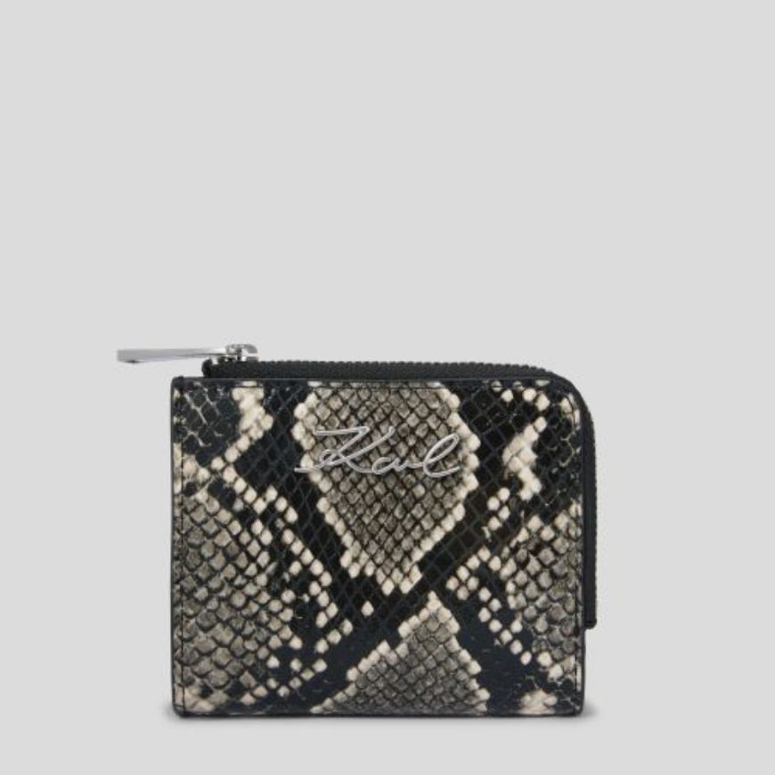 Снимка на KARL LAGERFELD ДАМСКО ПОРТМОНЕ K/SIGNATURE SM SL BIFOLD WALLET PHYTHON NATURAL SNAKE AOP