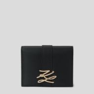 Picture of KARL LAGERFELD WOMEN'S K/AUTOGRAPH DROP BIFOLD CARD HOLDER GP BLACK/GOLD 1