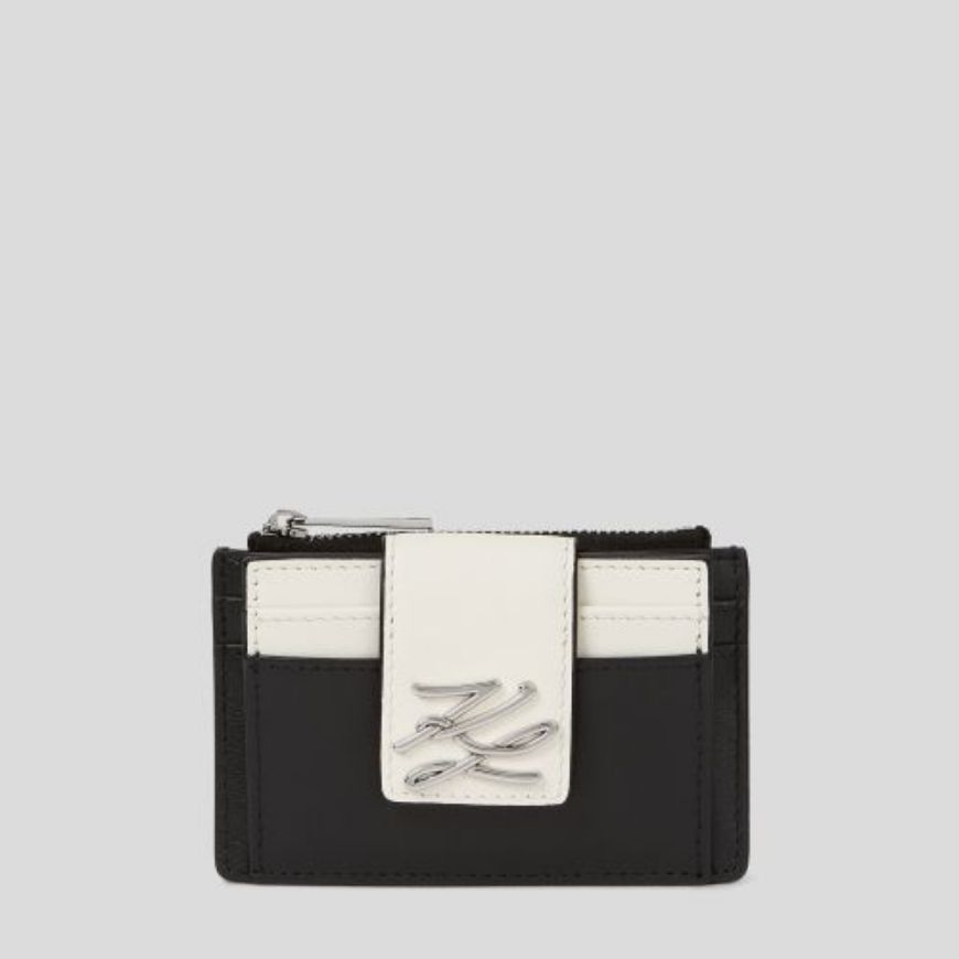 Picture of KARL LAGERFELD WOMEN'S K/AUTOGRAPH DOUBLE CARD HOLDER BW GP BLACK/WHITE