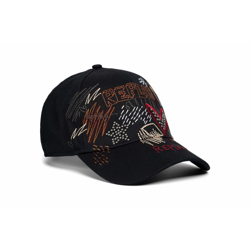 Снимка на REPLAY ДАМСКА ШАПКА COTTON TWILL CAP WITH EMBROIDERIES BLACK