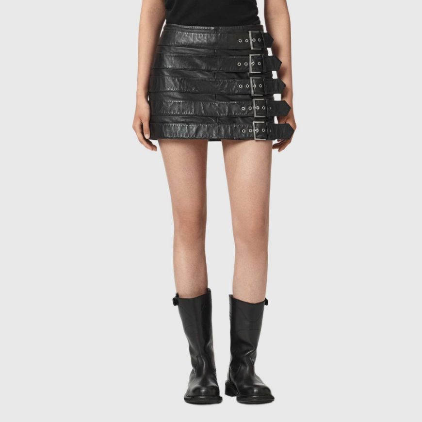 Снимка на ALLSAINTS ДАМСКА КОЖЕНА ПОЛА BETTY BUCKLE SKIRT BLACK