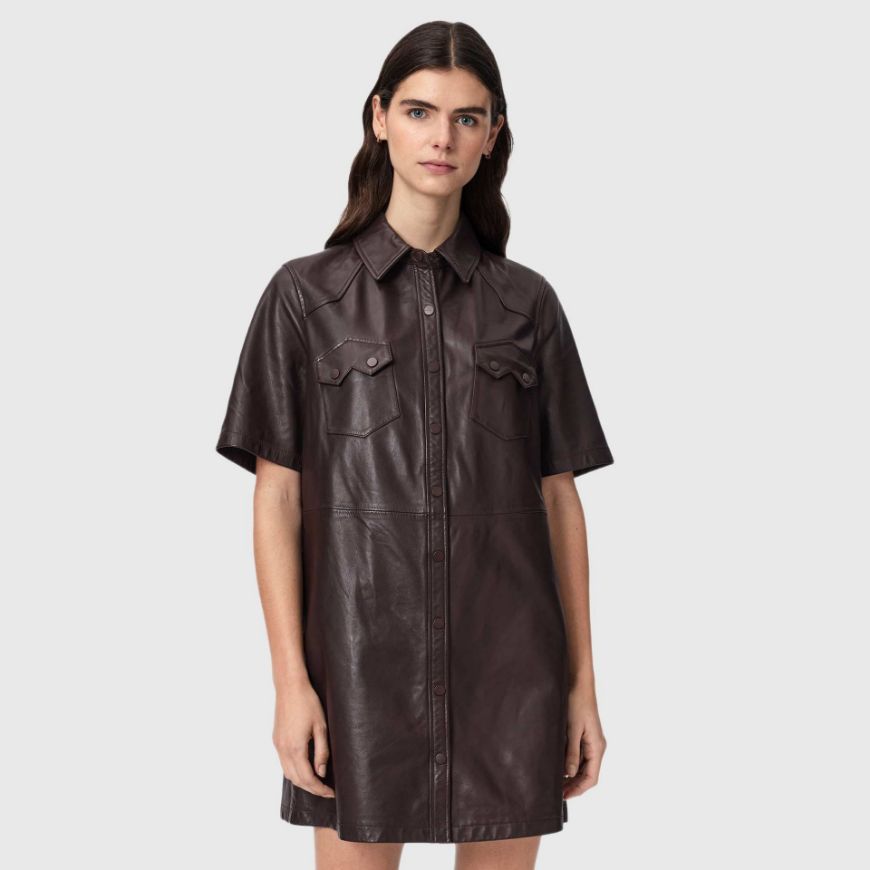 Picture of ALLSAINTS WOMEN'S ROCK DRESS OXBLOOD RED