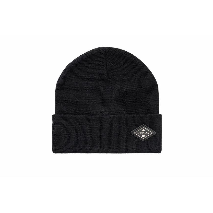 Picture of REPLAY UNISEX FINE KNITTED BEANIE BLACK