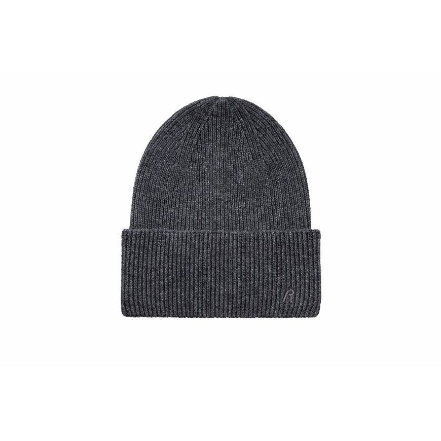 Picture of REPLAY UNISEX KNITTED BEANIE WITH R EMBROIDERY GREY MELANGE