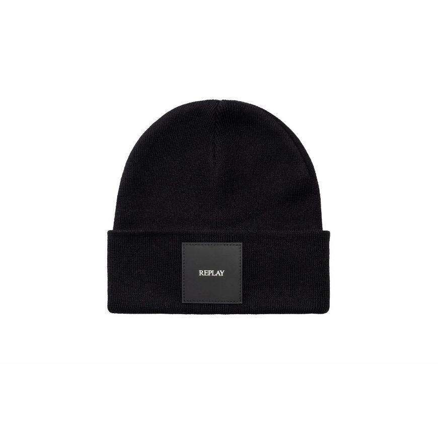 Снимка на REPLAY UNISEX KNITTED HAT WITH SQUARE PATCH BLACK