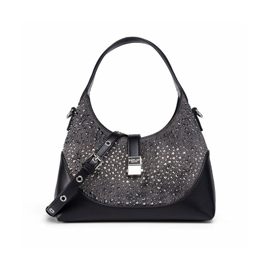 Снимка на REPLAY ДАМСКА ЧАНТА VINTAGE LOOK SHOULDER BAG WITH STUDS BLACK