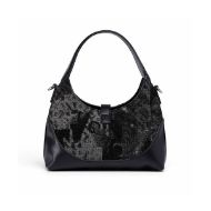 Снимка на REPLAY ДАМСКА ЧАНТА MONOGRAM PRINTED GOBELIN HOBO BAG BLACK 3