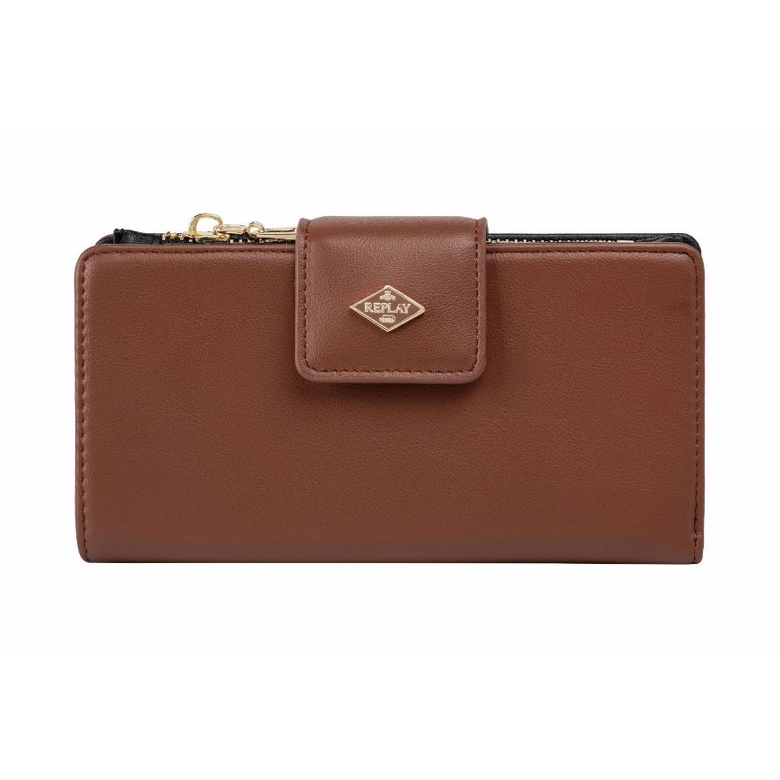 Снимка на REPLAY ДАМСКО ПОРТМОНЕ ZIP-AROUND DIAMOND LOGO PURSE BROWN