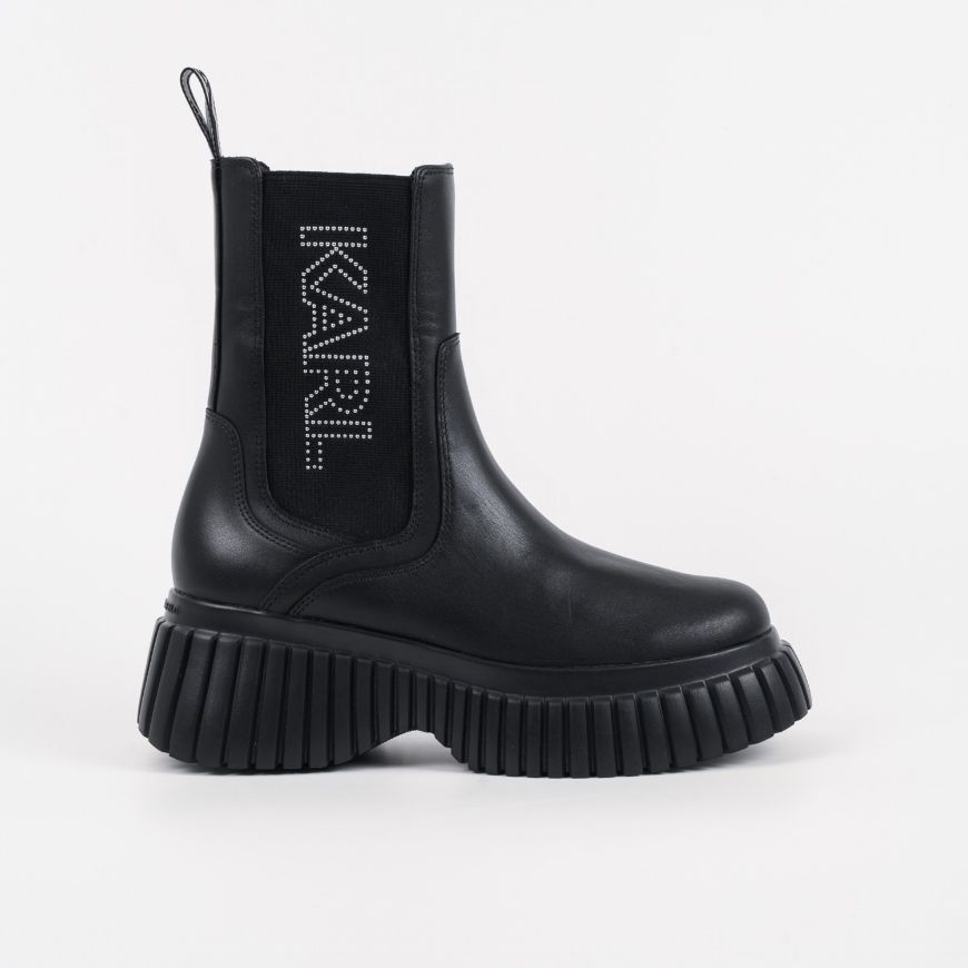 Снимка на KARL LAGERFELD ДАМСКИ БОТУШИ KREEPER WEDGE MICRO STUDS GORE BOOTS BLACK