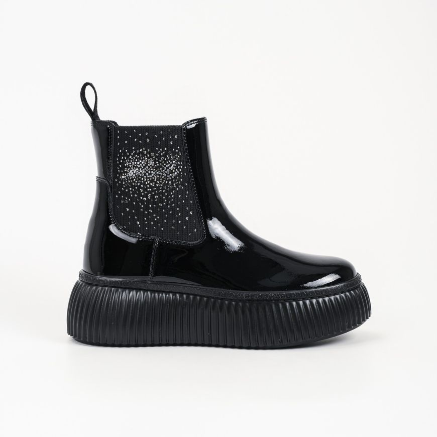 Снимка на KARL LAGERFELD ДАМСКИ БОТУШИ KREEPER LO SIGNIA STONES CHELSEA BOOTS BLACK