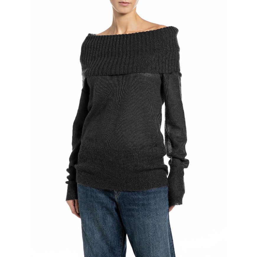 Снимка на REPLAY ДАМСКИ ПУЛОВЕР REGULAR FIT SWEATER WITH MOHAIR BLACK