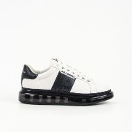 Picture of KARL LAGERFELD MEN'S KAPRI KUSHION PYTHON BAND LO LACE SNEAKERS WHITE W/BLACK 1
