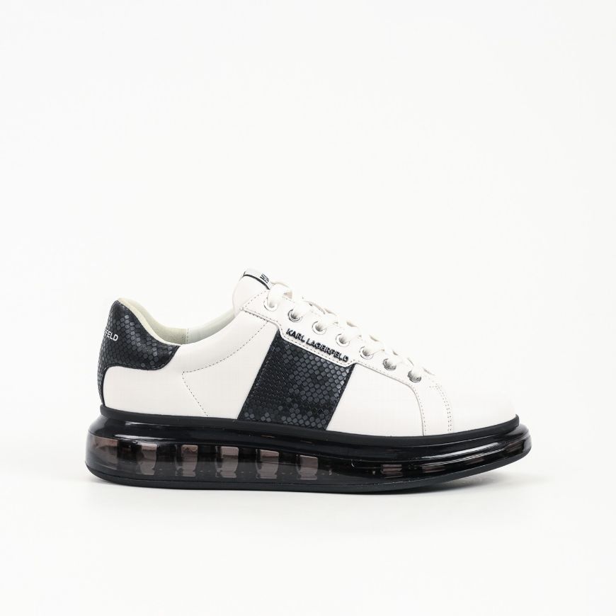 Picture of KARL LAGERFELD MEN'S KAPRI KUSHION PYTHON BAND LO LACE SNEAKERS WHITE W/BLACK