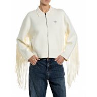 Снимка на REPLAY ДАМСКА ЖИЛЕТКА VISCOSE BLEND CARDIGAN WITH FRINGES GARDENIA 1