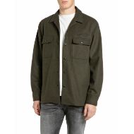 Picture of REPLAY MEN'S WOOLEN MELTON OVERSHIRT DARK MILITARY MELANGE 1