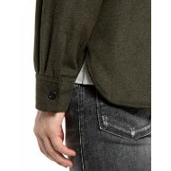 Picture of REPLAY MEN'S WOOLEN MELTON OVERSHIRT DARK MILITARY MELANGE 5