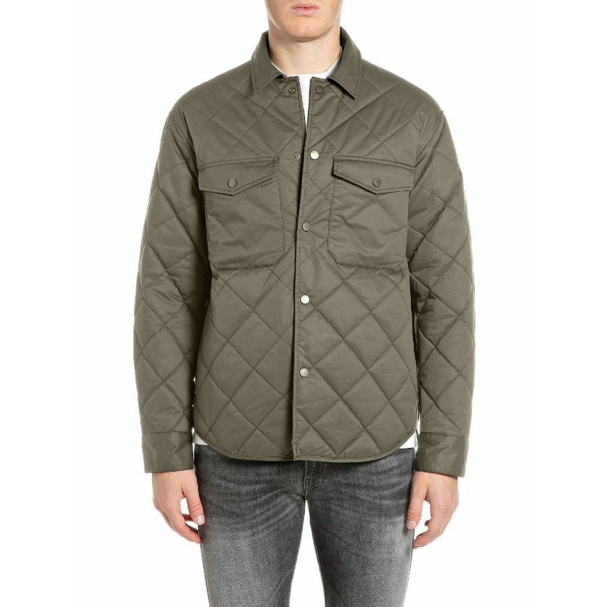 Picture of REPLAY MEN'S QUILTED COTTON OVERSHIRT IVY GREEN