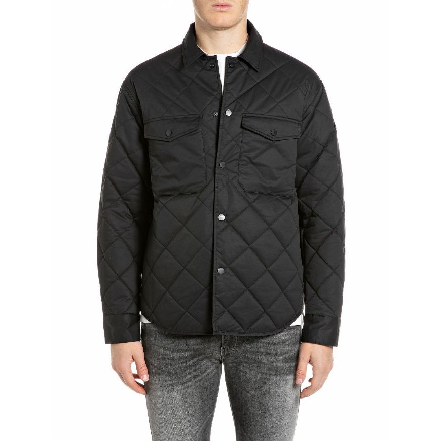 Picture of REPLAY MEN'S QUILTED COTTON OVERSHIRT BLACK