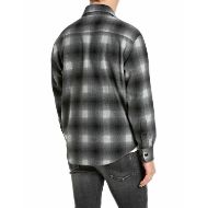 Picture of REPLAY MEN'S CHECKED WOOLEN MELTON SHIRT JACKET BLACK/LT GREY 2