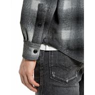 Picture of REPLAY MEN'S CHECKED WOOLEN MELTON SHIRT JACKET BLACK/LT GREY 6