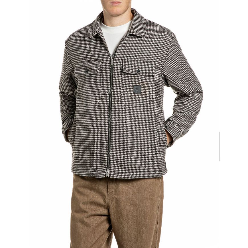 Picture of REPLAY MEN'S HOUNDSTOOTH WOOLEN MELTON JACKET WHITE/BLACK HOUNDSTOOTH