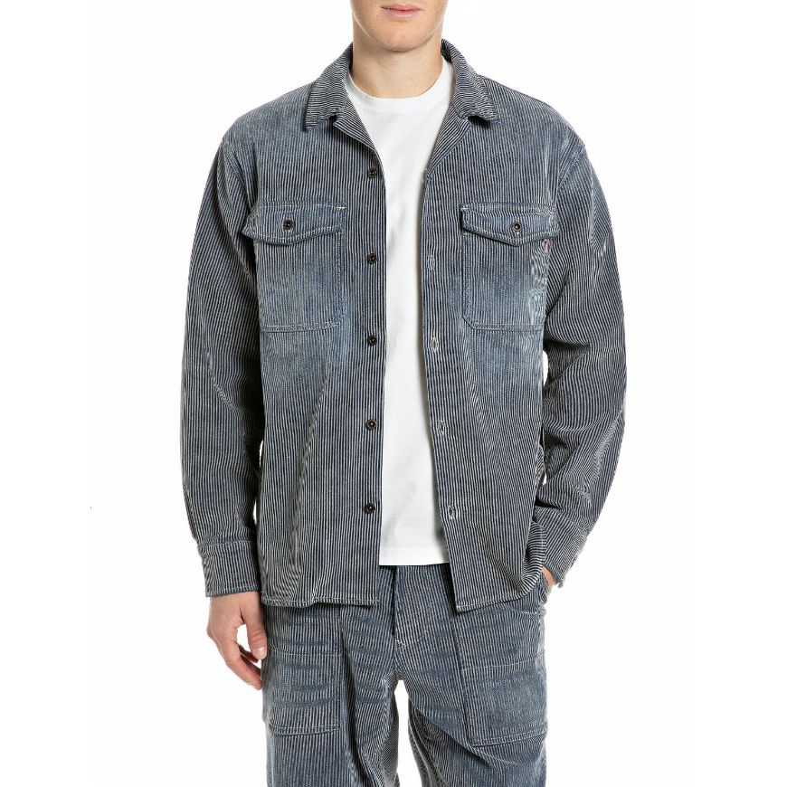 Снимка на REPLAY МЪЖКА РИЗА RELAXED REGULAR STRIPED FLOCK DENIM SHIRT INDIGO/ECRU STRIPED