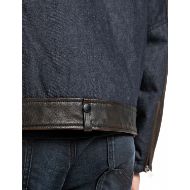 Picture of REPLAY MEN'S LEATHER & DENIM BIKER JACKET DARK CHOCOLATE 8