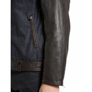 Picture of REPLAY MEN'S LEATHER & DENIM BIKER JACKET DARK CHOCOLATE 6