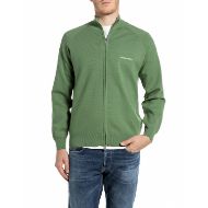 Picture of REPLAY MEN'S VISCOSE BLEND FULL-ZIP CARDIGAN WITH HIGH NECK VINEYARD GREEN 1