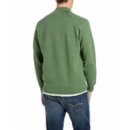 Picture of REPLAY MEN'S VISCOSE BLEND FULL-ZIP CARDIGAN WITH HIGH NECK VINEYARD GREEN 2