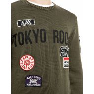 Picture of REPLAY MEN'S COTTON GARMENT SWEATER WITH LETTERING AND PATCHES IVY GREEN 3