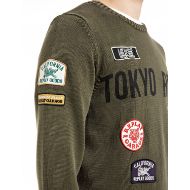 Picture of REPLAY MEN'S COTTON GARMENT SWEATER WITH LETTERING AND PATCHES IVY GREEN 4