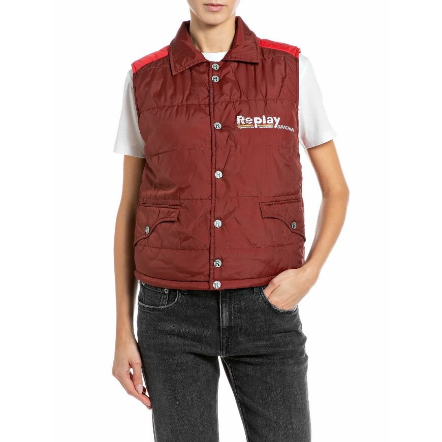 Снимка на REPLAY ДАМСКИ ЕЛЕК PADDED NYLON PLAIN VEST FIRED BRICK