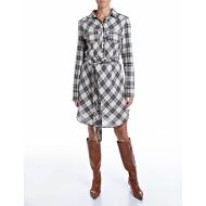 Picture of REPLAY WOMEN'S CHEQUERED SHIRT DRESS WITH BELT BUTTER/BROWN RICE/DEEP BLUE 1