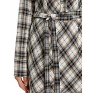 Picture of REPLAY WOMEN'S CHEQUERED SHIRT DRESS WITH BELT BUTTER/BROWN RICE/DEEP BLUE 4
