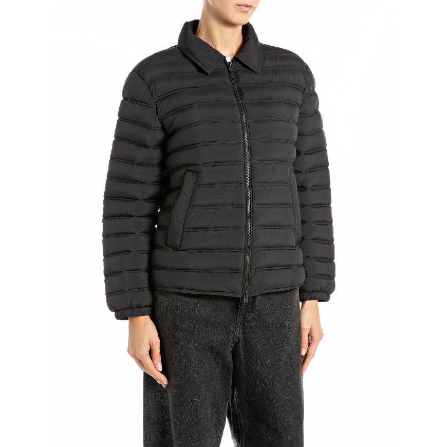 Picture of REPLAY WOMEN'S CROPPED PADDED JACKET BLACK