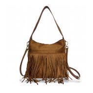 Снимка на REPLAY ДАМСКА ЧАНТА SUEDE PU HOBO BAG WITH FRINGES TAN 2