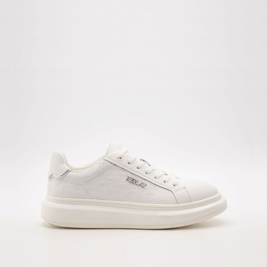 Picture of REPLAY MEN'S GLAX ALL SA LEATHER SNEAKERS WHITE
