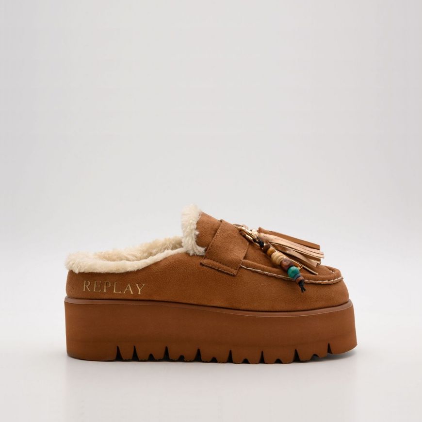 Снимка на REPLAY ДАМСКИ ОБУВКИ MELROSE TASSELS SABOTS CAMEL