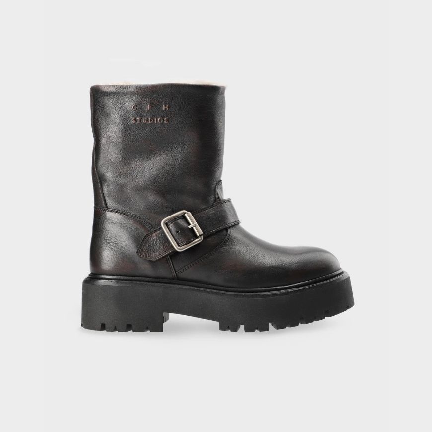 Снимка на COPENHAGEN ДАМСКИ БОТУШИ CPH900 GRAINY LEATHER TEDDY DARK BROWN