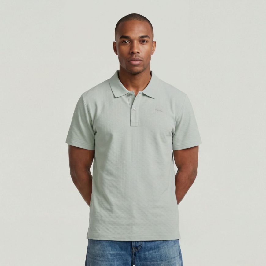 Picture of G-STAR MEN'S CORE REGULAR JACQUARD POLO IN PALE GREEN