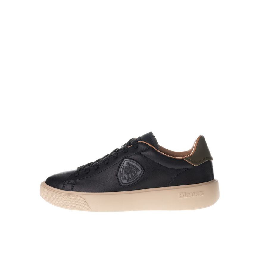 Picture of BLAUER MEN'S BUCK14.LEA SNEAKER BLACK/MILITARY