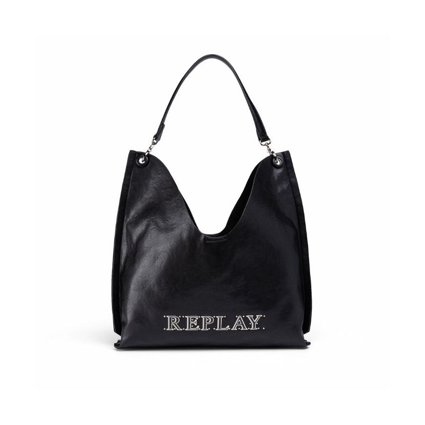 Снимка на REPLAY ДАМСКА ЧАНТА VINTAGE LOOK SHOPPER BAG WITH LETTERING BLACK