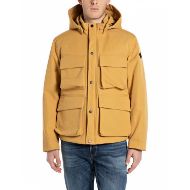 Picture of REPLAY MEN'S POLY TWILL HOODED JACKET WITH POCKETS HONEY MUSTARD 1