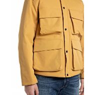 Picture of REPLAY MEN'S POLY TWILL HOODED JACKET WITH POCKETS HONEY MUSTARD 4