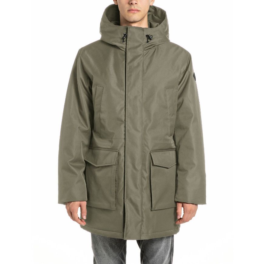 Picture of REPLAY MEN'S POLY TWILL PARKA JACKET IVY GREEN