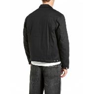 Picture of REPLAY MEN'S SHORT WAXED TWILL ZIP JACKET BLACK 2