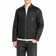 Picture of REPLAY MEN'S SHORT WAXED TWILL ZIP JACKET BLACK 1